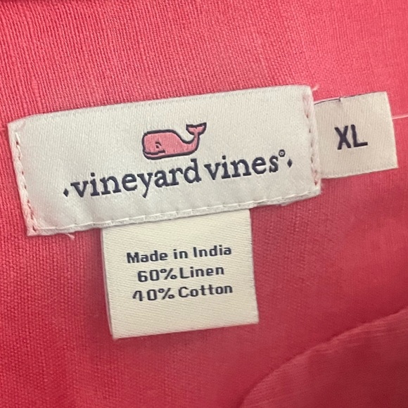 NWT VINEYARD VINES Chambray Embroidered Tie Sleeve Top In Paradise Pink XL - Picture 4 of 12